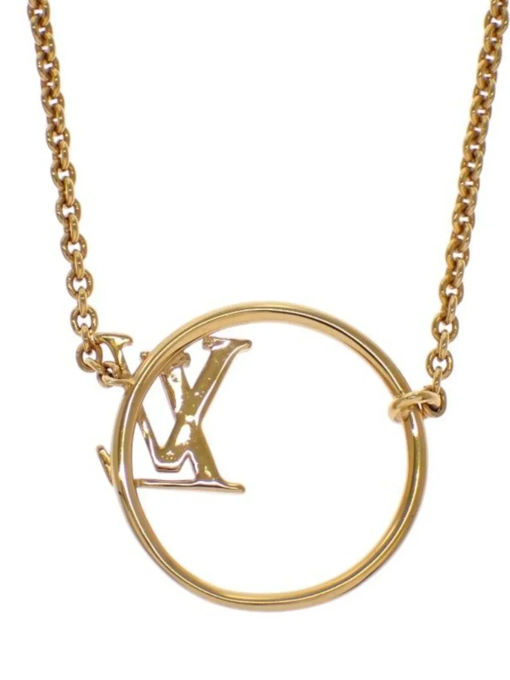 Louis Vuitton LV Eclipse Necklace Collier Metal Gold Logo - Picture 3 of 12